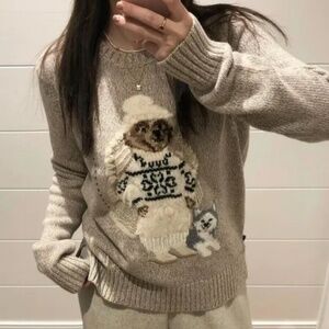 50% OFF [NEW W/O TAGS] 100% COTTON BEIGE POLO BEAR SWEATER